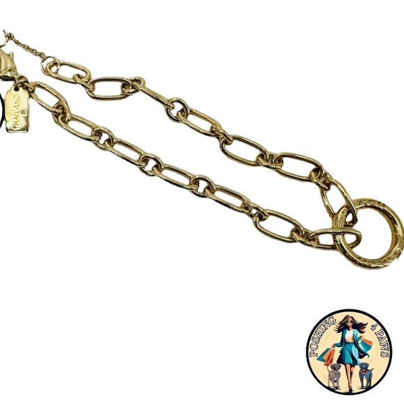 Coach Signature Link Line Gold Tone Brass Metal Logo Bracelet - Picture 5 of 8